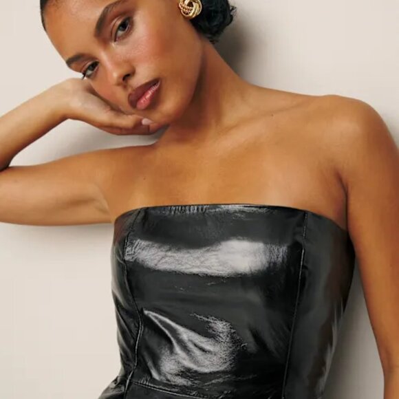 NWOT Reformation Veda Walter Leather Strapless Mini Dress - XS - Picture 4 of 9